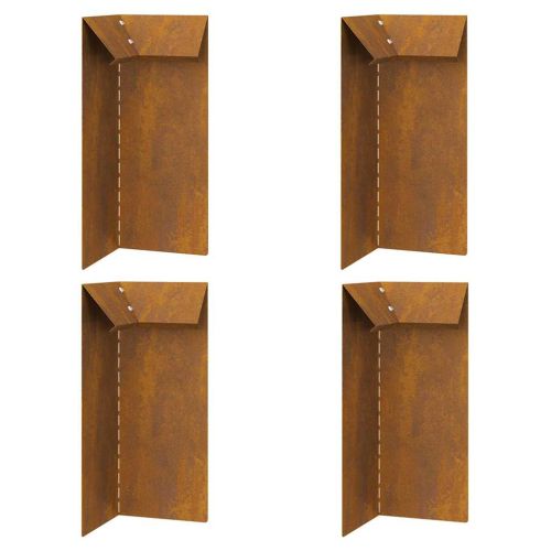 Оградка за охлюви 4 pcs Ръждясало 10 x 10 x 25 см