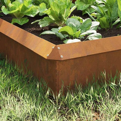 Огради за охлюви 8 pcs Ръждясало Патинираща стомана