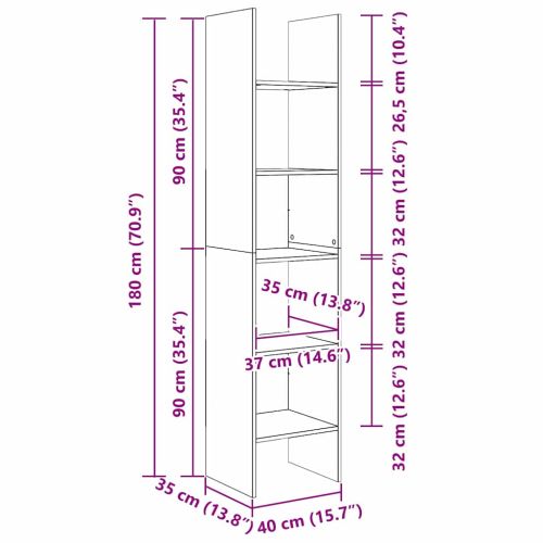Шкаф за книги Черен дъб 40 x 35 x 180 см Инженерно дърво
