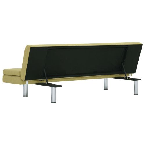 Разтегателен диван с две възглавници, зелен, полиестер