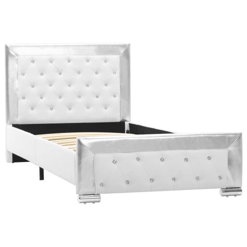 Рамка за легло, бяла, изкуствена кожа, 90x200 cм