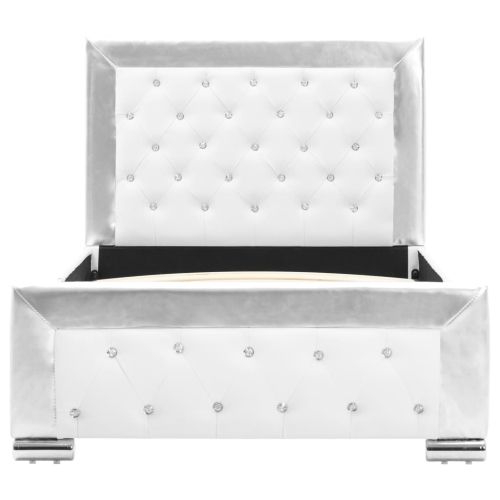 Рамка за легло, бяла, изкуствена кожа, 90x200 cм