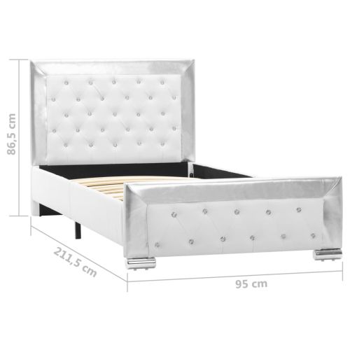 Рамка за легло, бяла, изкуствена кожа, 90x200 cм