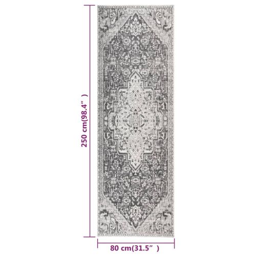 Външен килим, плоскотъкан, 80x250 см, светлосив