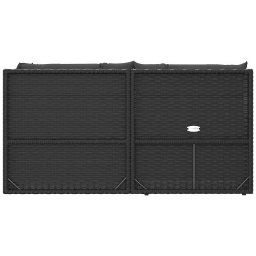 Градински лаундж комплект с възглавници 5 части черен полиратан