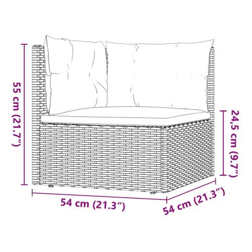 Градински лаундж комплект с възглавници 5 части черен полиратан