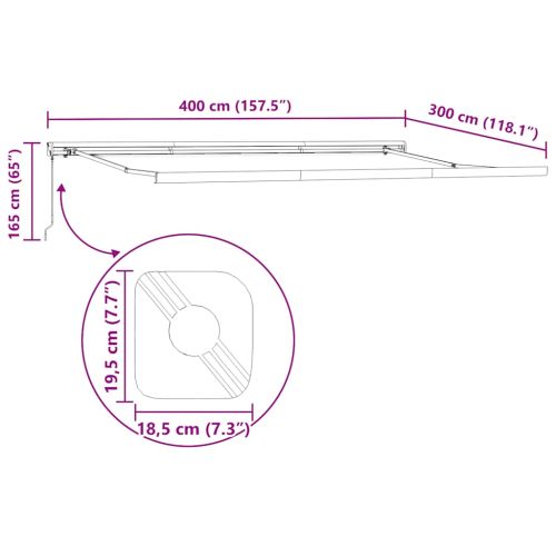 Ръчно прибираща се тента, бордо, 400x300 см