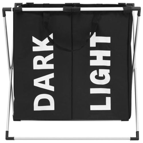 Кош за сортиране на пране с 2 секции, черен