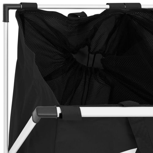 Кош за сортиране на пране с 2 секции, черен