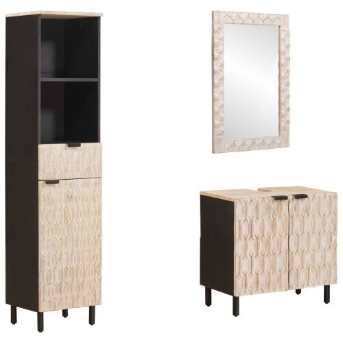 Комплекти за баня Финал на бяло измиване Солидно мангово дърво