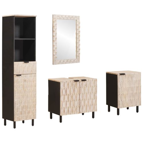 Комплекти за баня Финал на бяло измиване Солидно мангово дърво