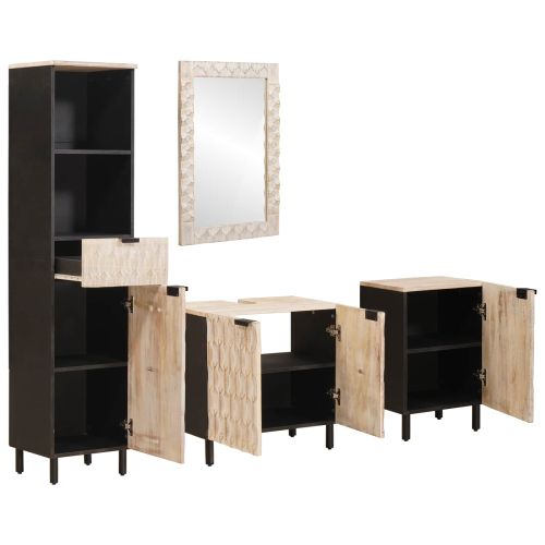 Комплекти за баня Финал на бяло измиване Солидно мангово дърво