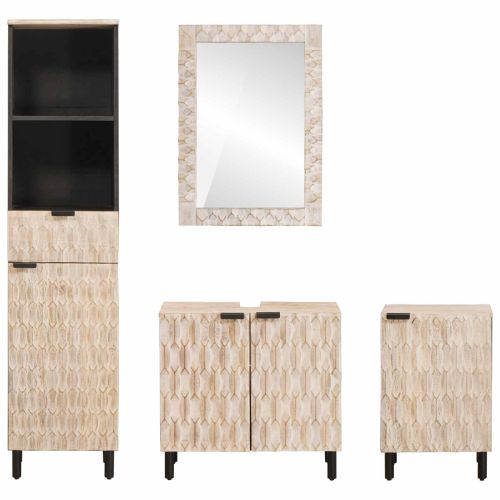 Комплекти за баня Финал на бяло измиване Солидно мангово дърво