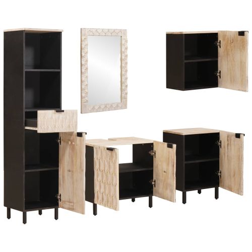 Комплекти за баня Финал на бяло измиване Солидно мангово дърво