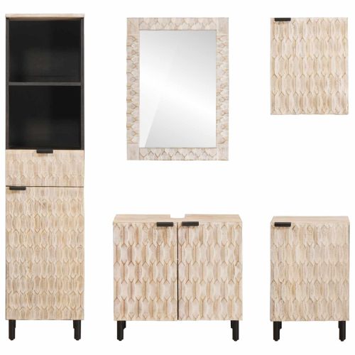 Комплекти за баня Финал на бяло измиване Солидно мангово дърво