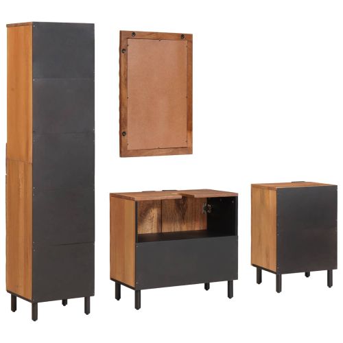 Комплекти за баня с рафт Кафяво акацие Солидно мангово дърво