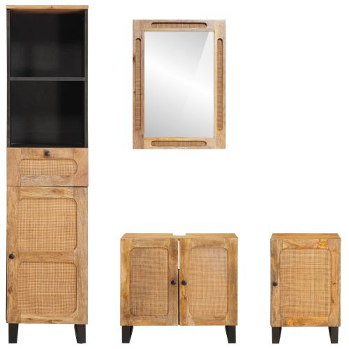 Комплекти за баня с чекмедже Естествен Солидно мангово дърво