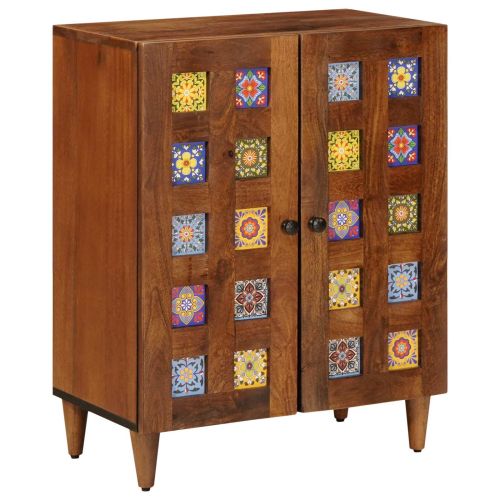 Служебен шкаф 3 pcs Орех Солидно мангово дърво