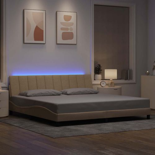 Рамка за легло без матрак Hanko, кремава, 200x200 см, плат