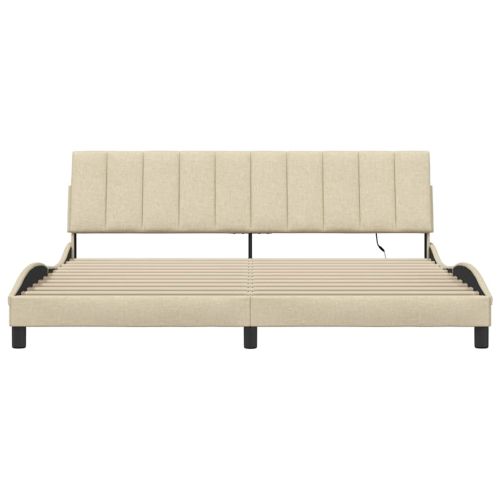 Рамка за легло без матрак Hanko, кремава, 200x200 см, плат