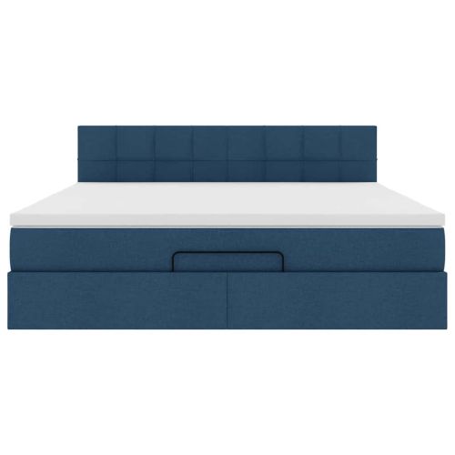 Османска легло с матрак, синьо, 180x200 см, плат