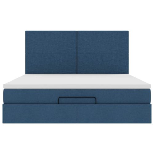 Османска легло с матрак, синьо, 180x200 см, плат