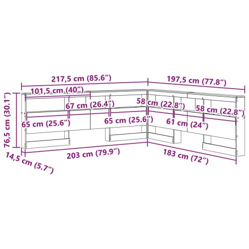 Табла за съхранение с рафт Димян дъб 180 cm Инженерно дърво