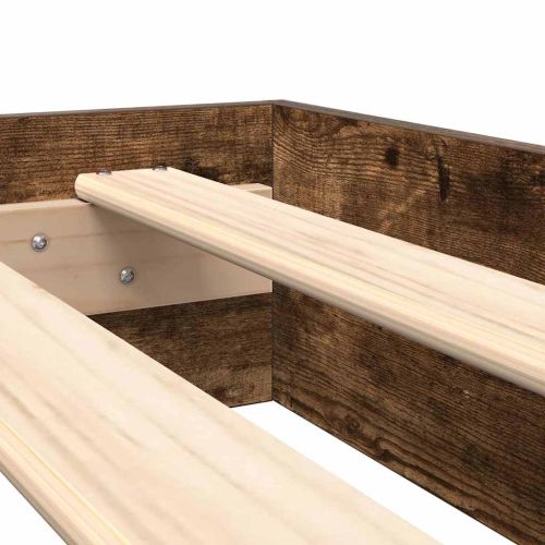 Легло с библиотека Опушен дъб 180 x 200 cm Инженерно дърво