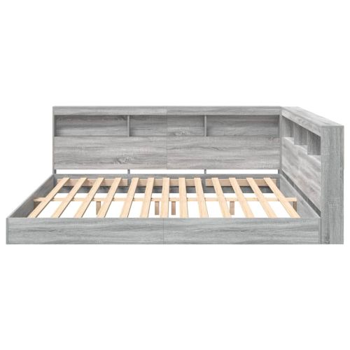 Легло с библиотека Сив сонома 180 x 200 cm Инженерно дърво