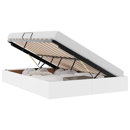 Легло с място за съхранение Чисто бяло 140 x 190 cm Изкуствена