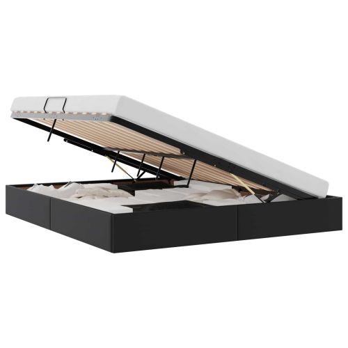 Легло с място за съхранение Черно 160 x 200 cm Изкуствена