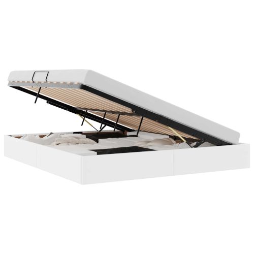 Легло с място за съхранение Чисто бяло 160 x 200 cm Изкуствена