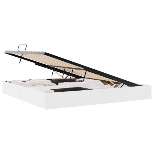 Легло с място за съхранение Чисто бяло 200 x 200 cm Изкуствена