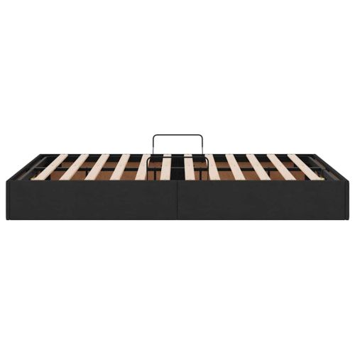 Легло с място за съхранение с матрак Черно 120 x 200 cm текстил