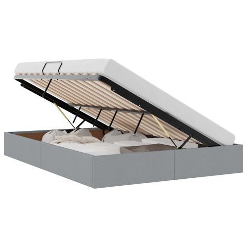 Легло с място за съхранение Светлосиво 140 x 190 cm текстил