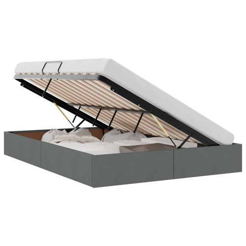 Легло с място за съхранение Тъмен сив 140 x 190 cm текстил