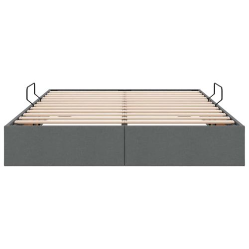 Легло с място за съхранение Тъмен сив 140 x 200 cm текстил