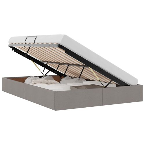 Легло с място за съхранение с матрак Таупе 140 x 200 cm текстил