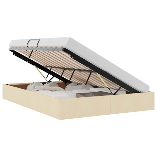 Легло с място за съхранение Кремав 140 x 200 cm текстил