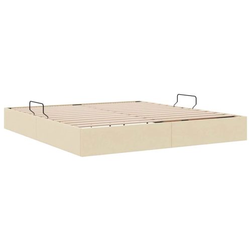 Легло с място за съхранение Кремав 180 x 200 cm текстил