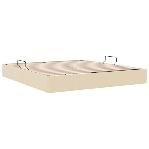 Легло с място за съхранение Кремав 180 x 200 cm текстил