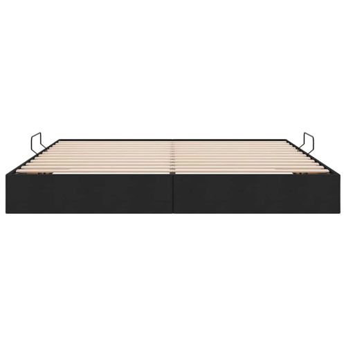 Легло с място за съхранение с матрак Черно 200 x 200 cm текстил