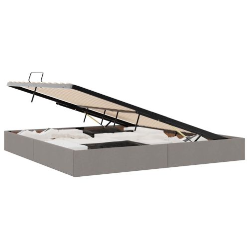 Легло с място за съхранение с матрак Таупе 200 x 200 cm текстил