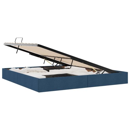 Легло с място за съхранение с матрак Синьо 200 x 200 cm текстил