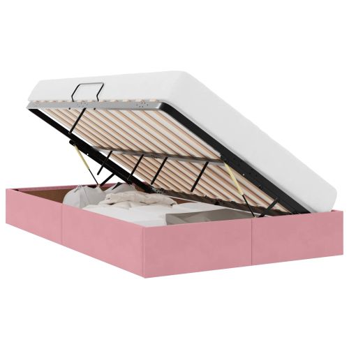 Легло с място за съхранение с матрак Розово 120 x 200 cm Кадифе