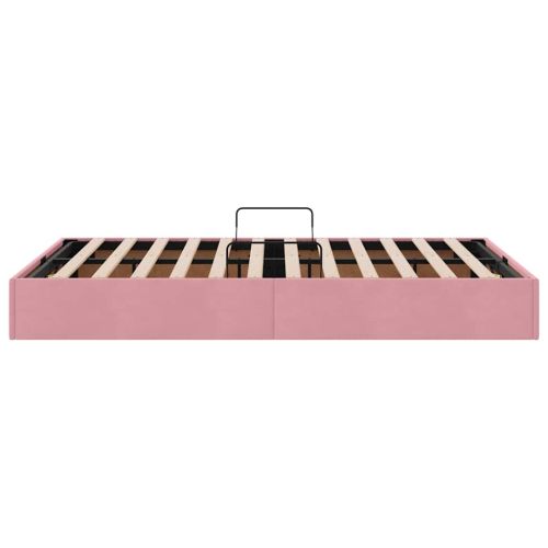 Легло с място за съхранение с матрак Розово 120 x 200 cm Кадифе