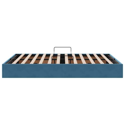 Легло с място за съхранение Тъмен син 140 x 190 cm Кадифе