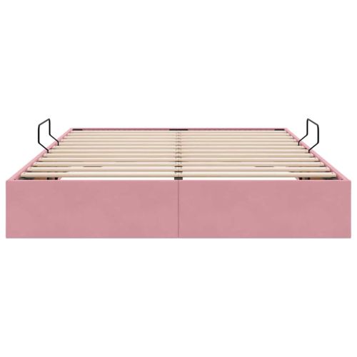 Легло с място за съхранение с матрак Розово 140 x 190 cm Кадифе
