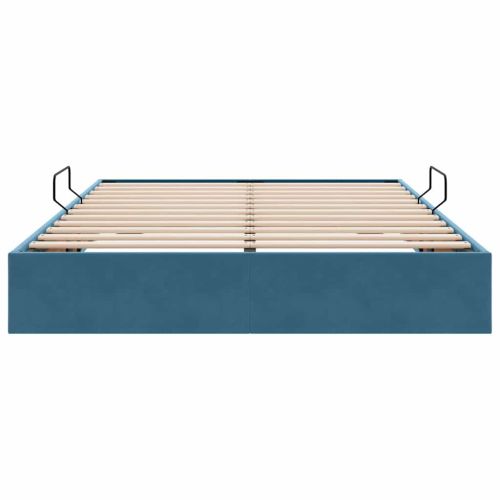 Легло с място за съхранение Тъмен син 140 x 200 cm Кадифе
