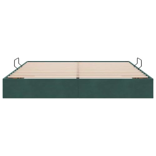 Легло с място за съхранение Тъмен зелен 160 x 200 cm Кадифе